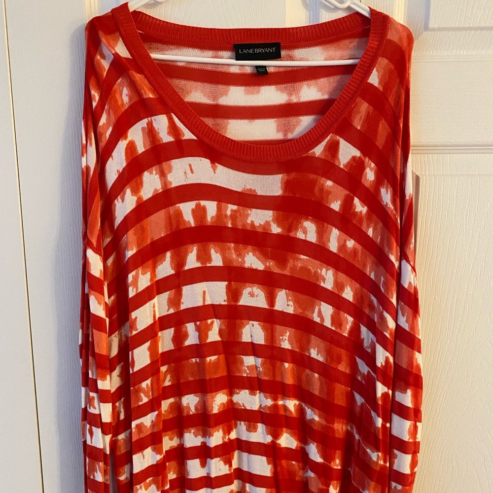 Women’s Coral&Cream Striped Lightweight Sweater, Good Condition, 18/20